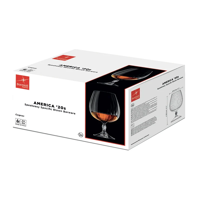 65 cl - America 20s Calice Snifter in Vetro - Set 6 Pezzi