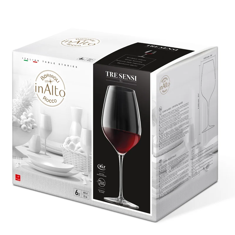 66 cl - InAlto Tre Sensi Calice Vino Rosso in Vetro - Set 6 Pezzi