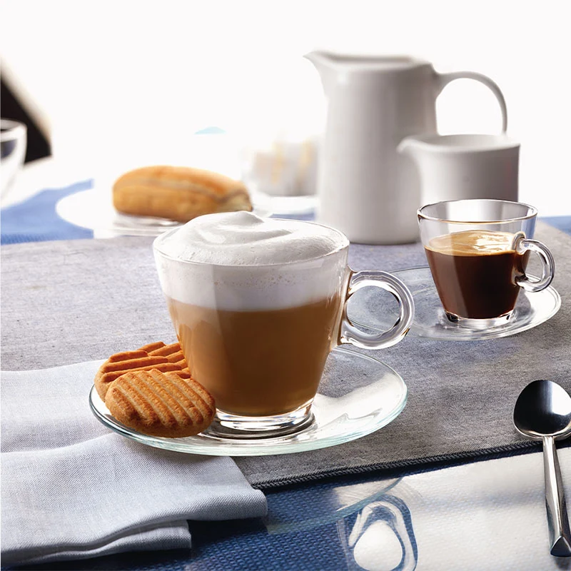Easy Bar Piattino Tazza in Vetro Temperato - Set 6 Pezzi