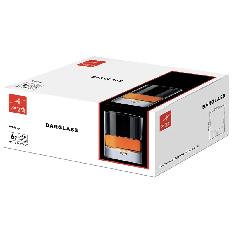 28 cl - Barglass Bicchiere Whisky in Vetro - Set 6 Pezzi