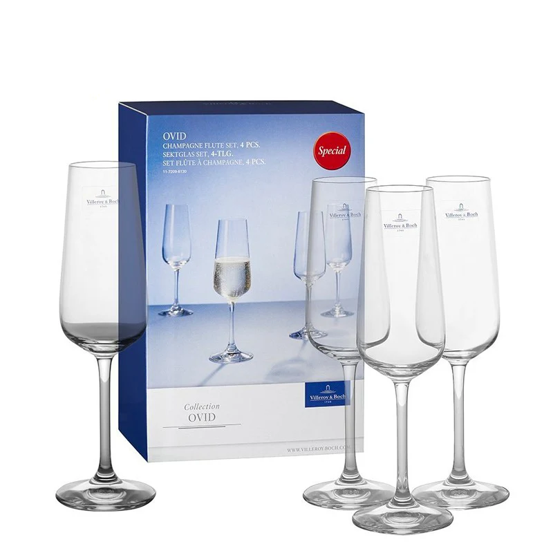 25 cl - Ovid Calice Flute in Vetro - Set 4 Pezzi