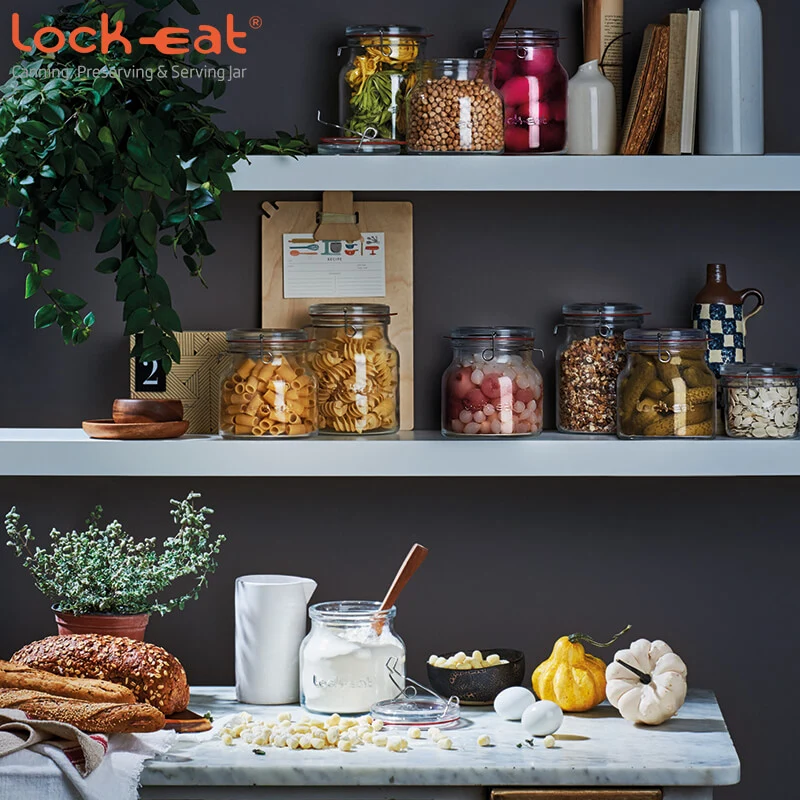 200 cl - Lock Eat Vasetto Ermetico in Vetro - Set 6 Pezzi