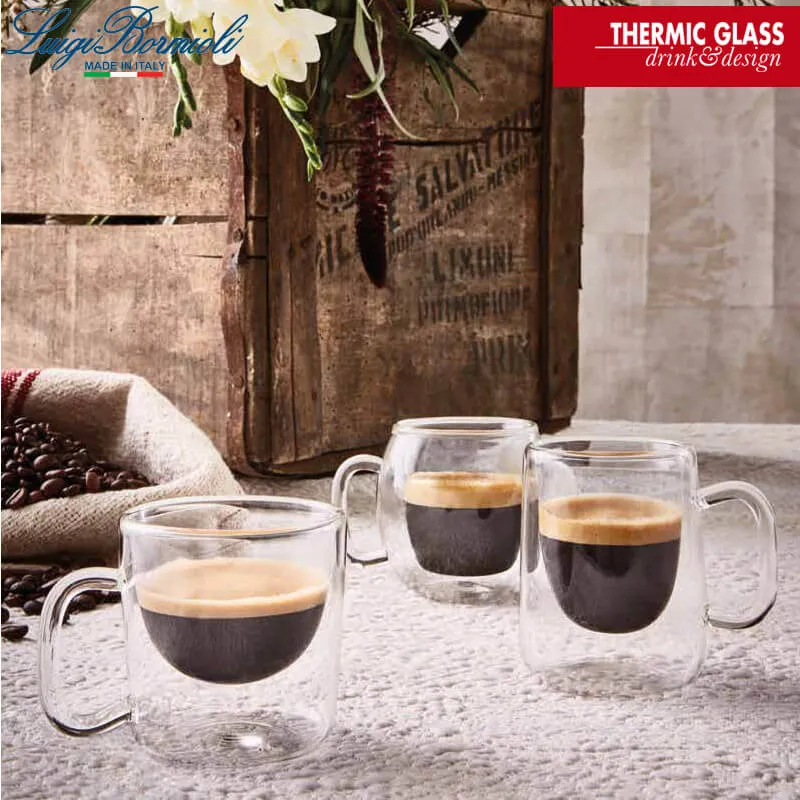 8.5 cl - Thermic Glass Tazzina Caffé India in Vetro Borosilicato - Set 2 Pezzi