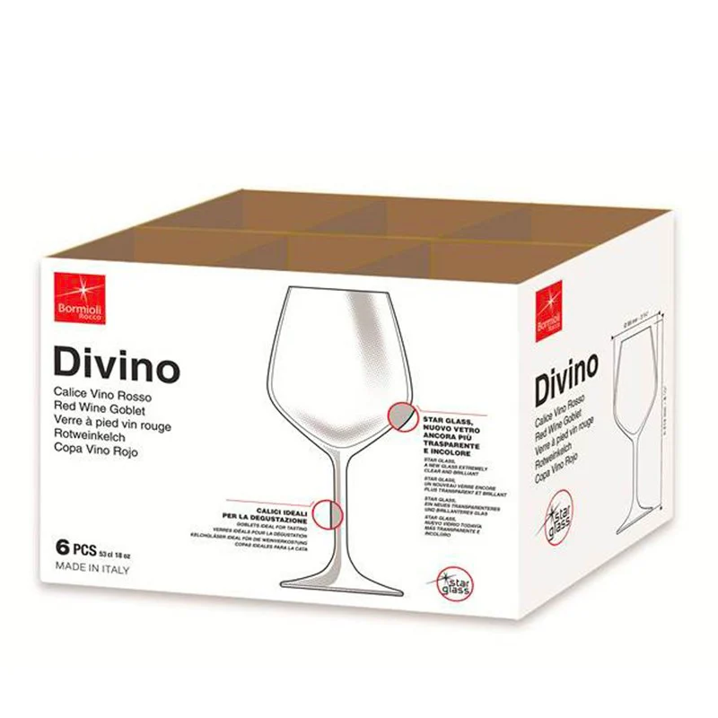 53 cl - Divino Calice Vino Rosso in Vetro - Set 6 Pezzi