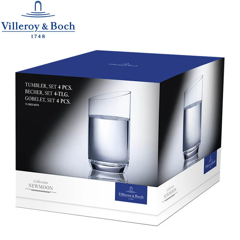 22.5 cl - NewMoon Bicchiere Acqua in Vetro - Set 4 Pezzi