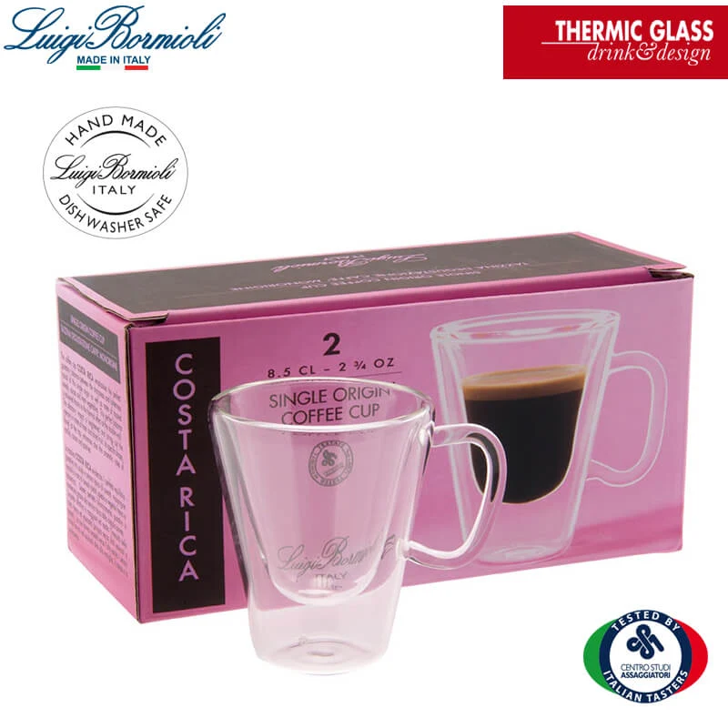 8.5 cl - Thermic Glass Tazzina Caffé Costa Rica in Vetro Borosilicato - Set 2 Pezzi