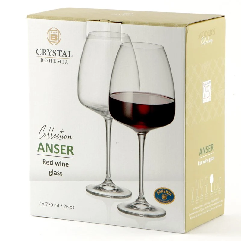 77 cl - Anser Calice Vino Rosso in Vetro - Set 2 Pezzi