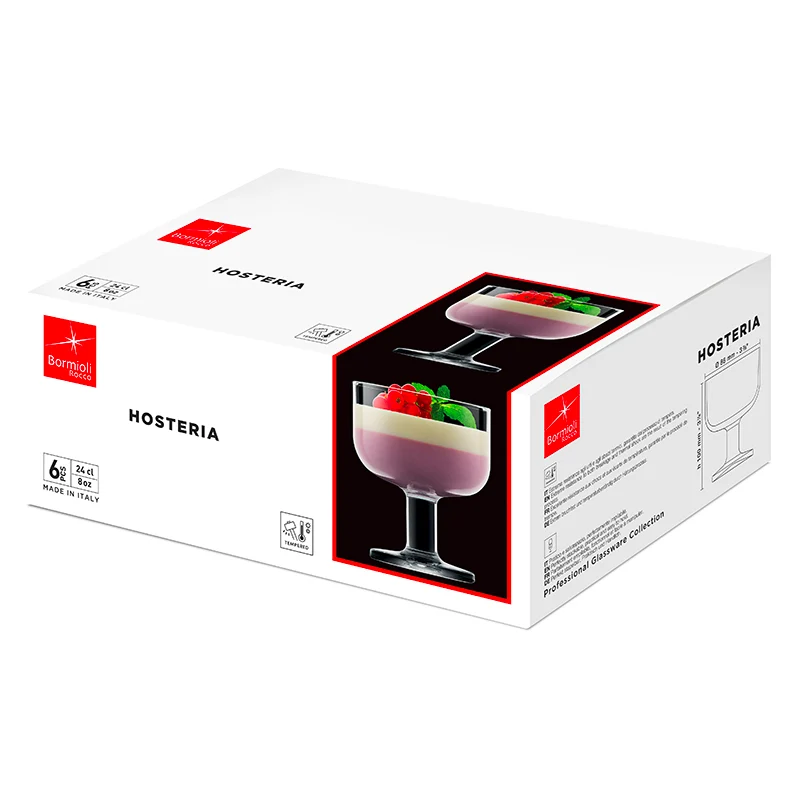 24 cl - Hosteria Coppa Dessert in Vetro Temperato - Set 6 Pezzi