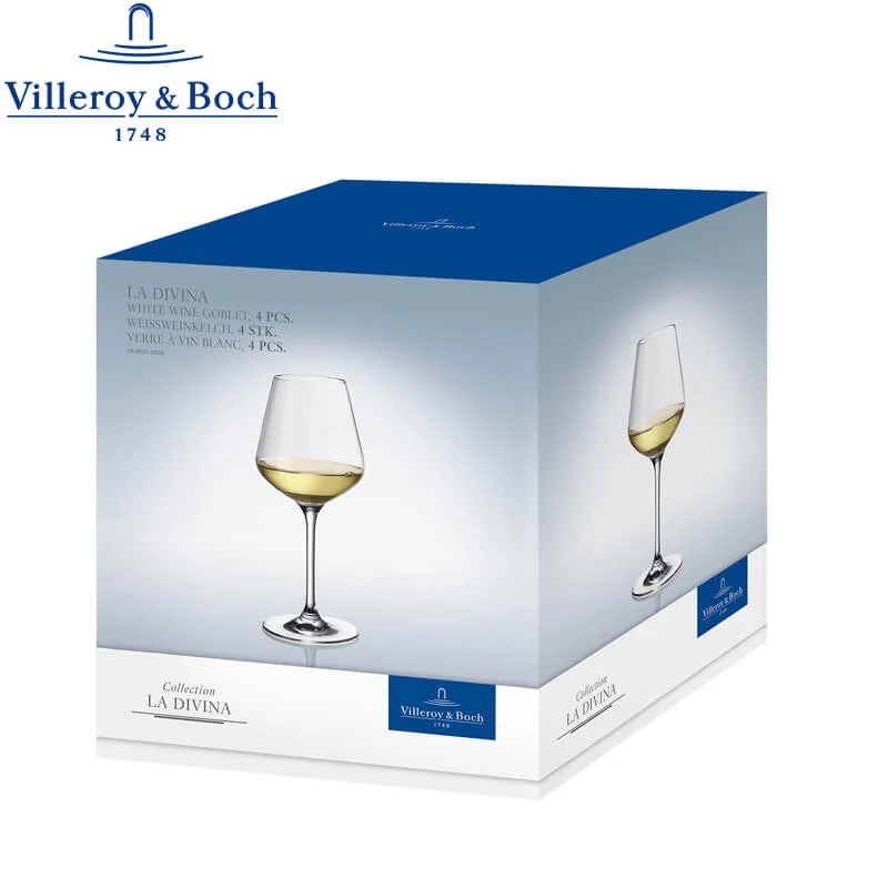 38 cl - La Divina Calice Vino Bianco in Vetro - Set 4 Pezzi