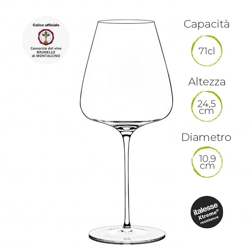 71 cl - T-Made 70 Calice Vino Rosso in Vetro - Set 2 Pezzi