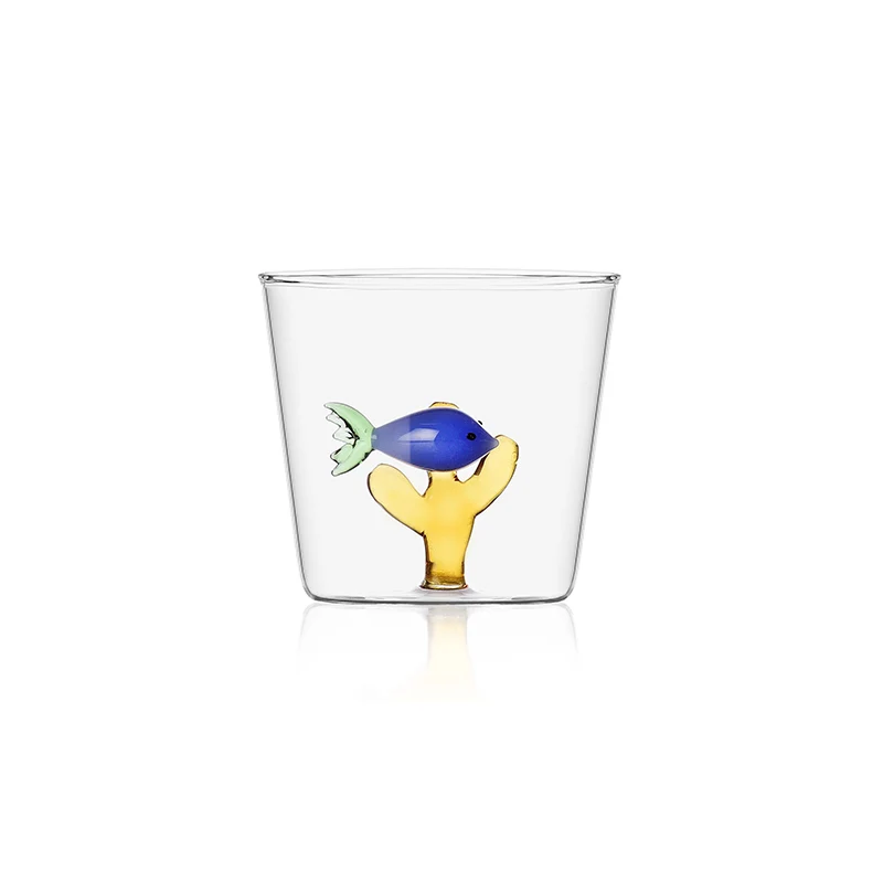 30 cl - Marine Garden Bicchiere Acqua Pesci Con Alghe in Vetro Borosilicato - Set 6 Pezzi