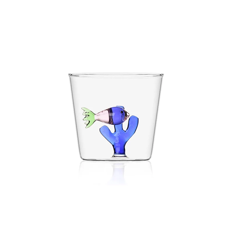30 cl - Marine Garden Bicchiere Acqua Pesci Con Alghe in Vetro Borosilicato - Set 6 Pezzi