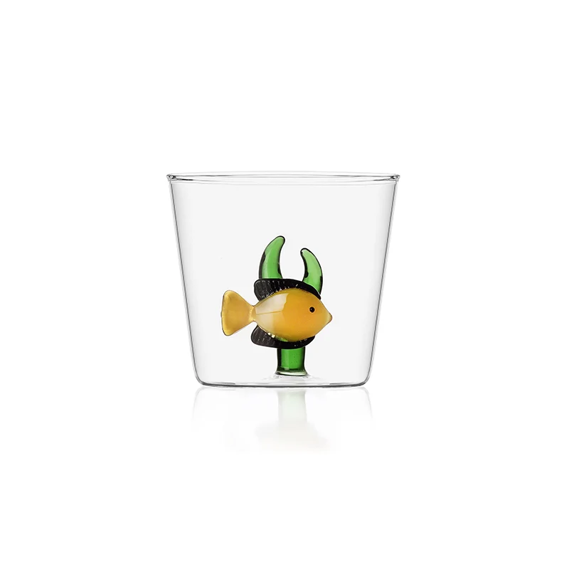 30 cl - Marine Garden Bicchiere Acqua Pesci Con Alghe in Vetro Borosilicato - Set 6 Pezzi