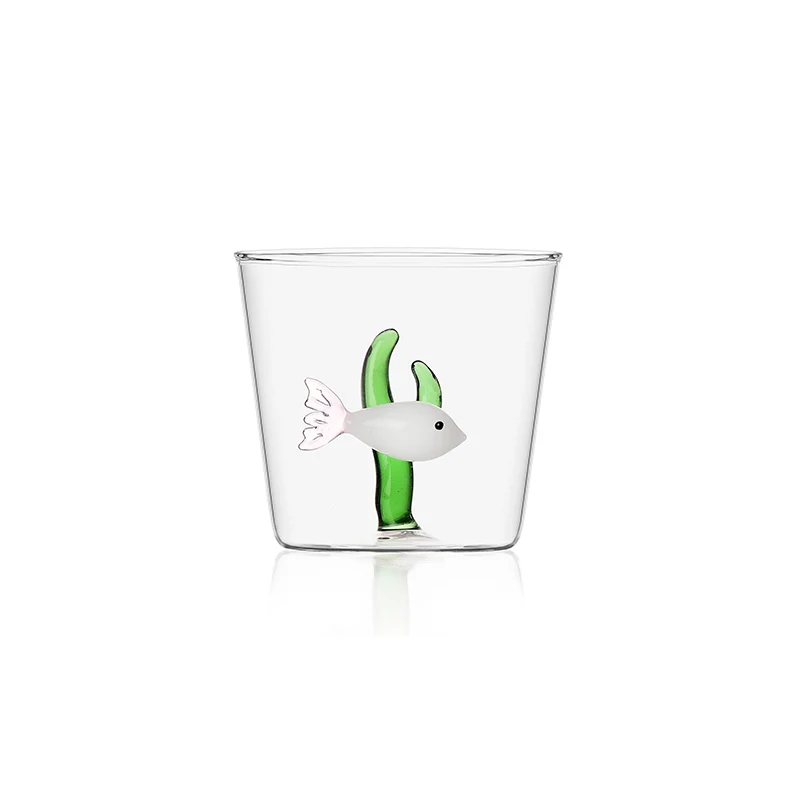 30 cl - Marine Garden Bicchiere Acqua Pesci Con Alghe in Vetro Borosilicato - Set 6 Pezzi