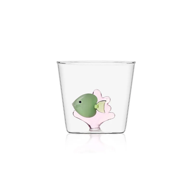 30 cl - Marine Garden Bicchiere Acqua Pesci Con Alghe in Vetro Borosilicato - Set 6 Pezzi
