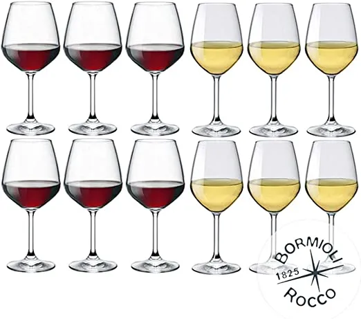 Divino Set Calici Vino in Vetro - Set 12 Pezzi