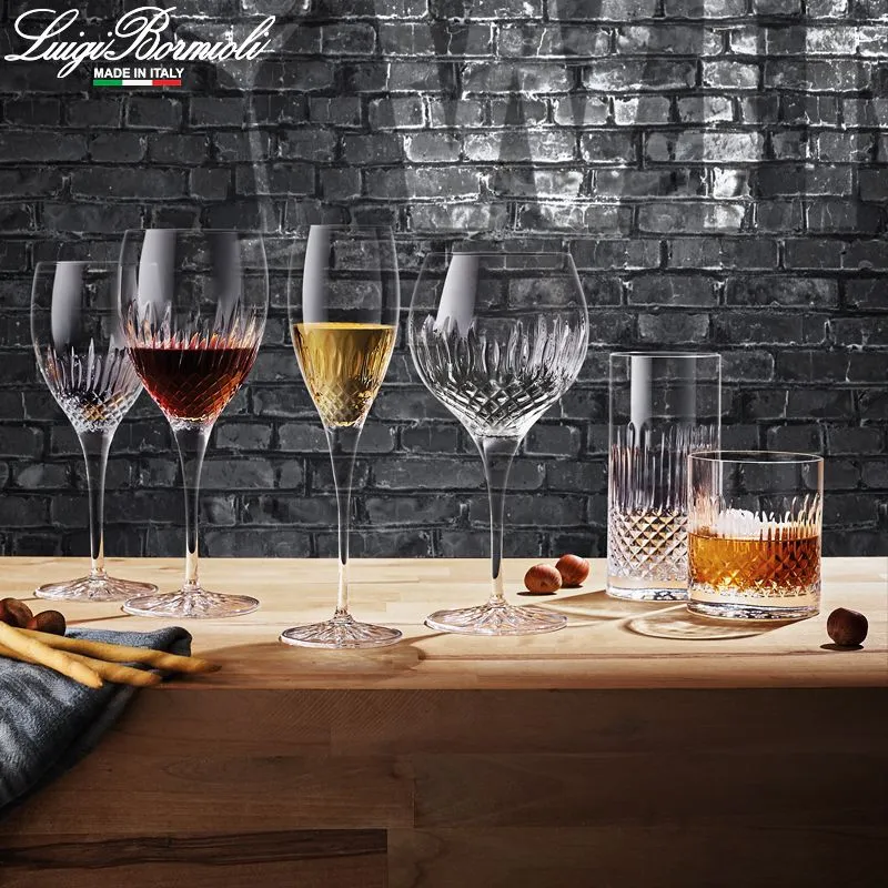 38 cl - Diamante Calice Vino Bianco Riesling in Vetro - Set 4 Pezzi