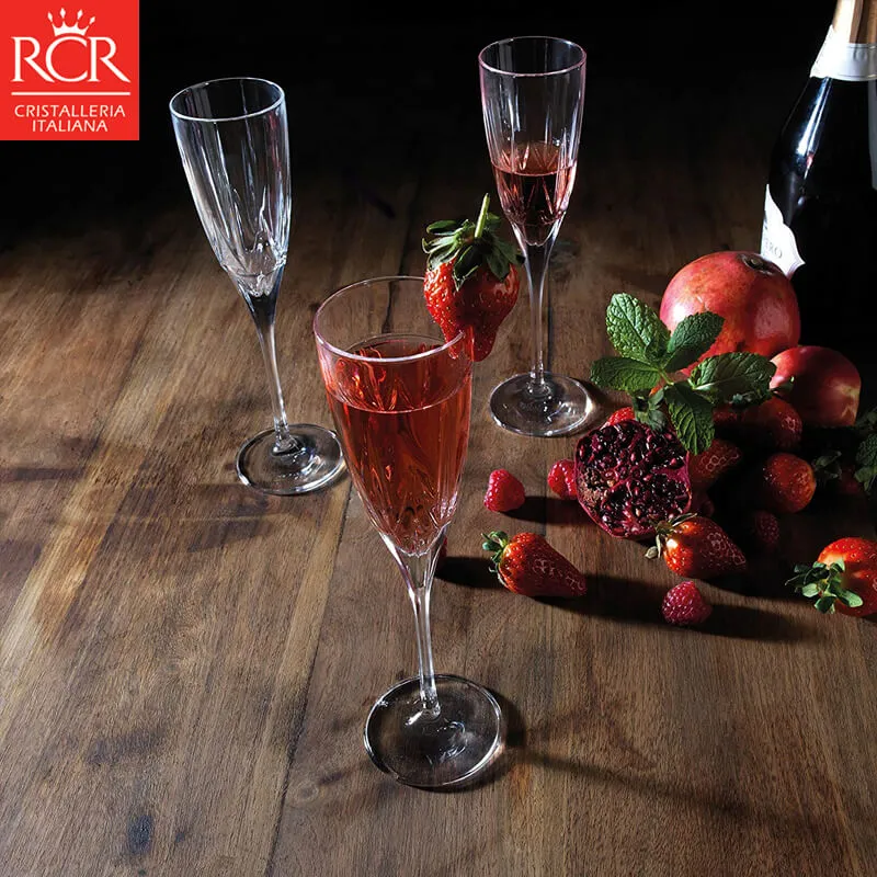 15 cl - RCR Chic Calice Flute in Vetro - Set 6 Pezzi