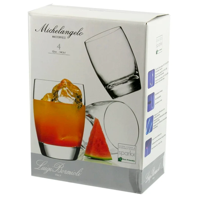 34.5 cl - Michelangelo Bicchiere Whisky in Vetro - Set 4 Pezzi