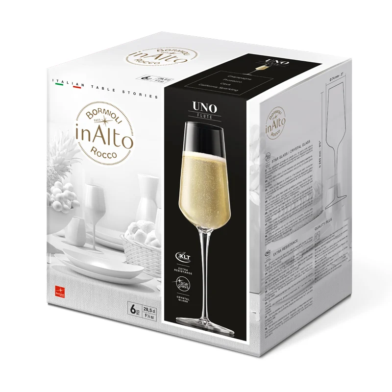 28.5 cl - InAlto Uno Calice Flute in Vetro - Set 6 Pezzi