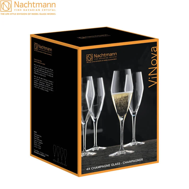 28 cl - ViNova Calice Flute in Vetro - Set 4 Pezzi