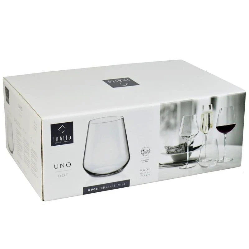 45 cl - InAlto Uno Bicchiere Acqua in Vetro - Set 6 Pezzi