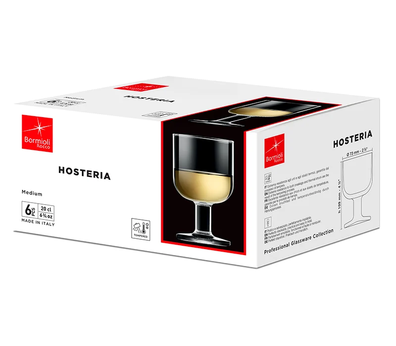20 cl - Hosteria Calice Vino Bianco in Vetro Temperato - Set 6 Pezzi