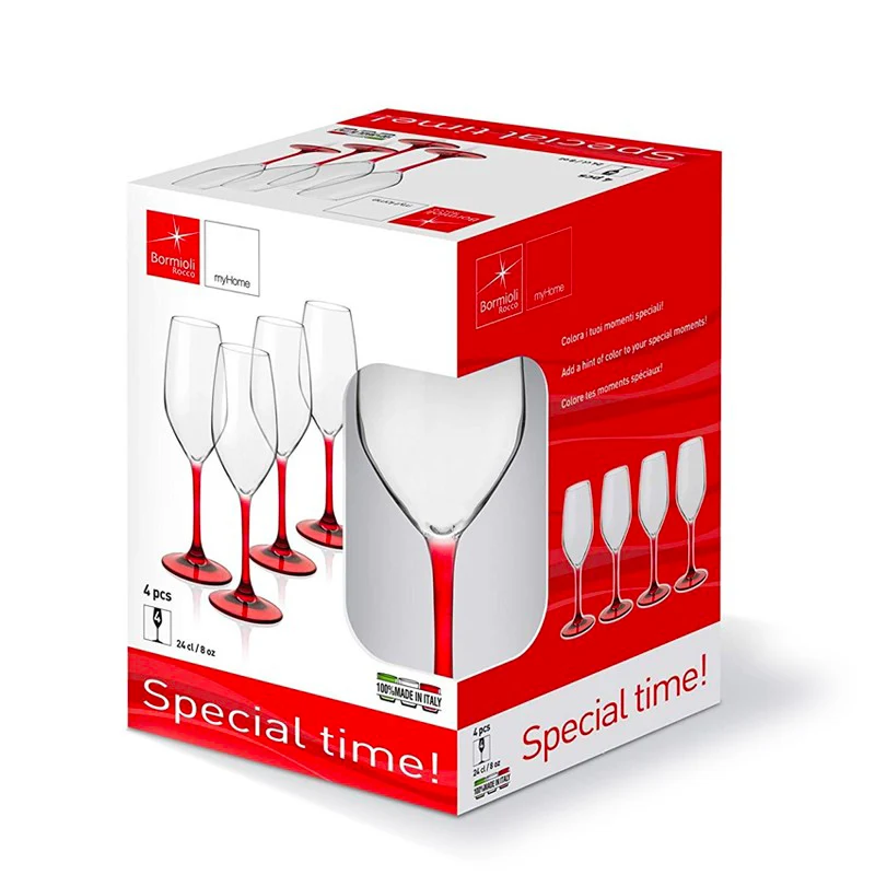 24 cl - Divino Calice Flute in Vetro - Set 4 Pezzi