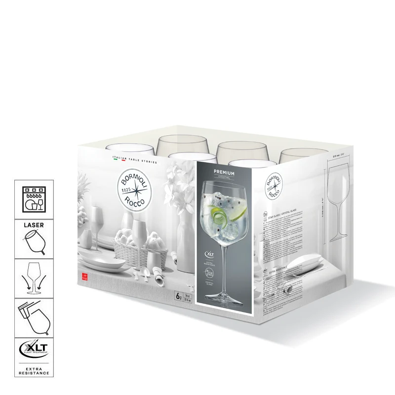 75.5 cl - Premium Calice Gin Tonic in Vetro - Set 6 Pezzi