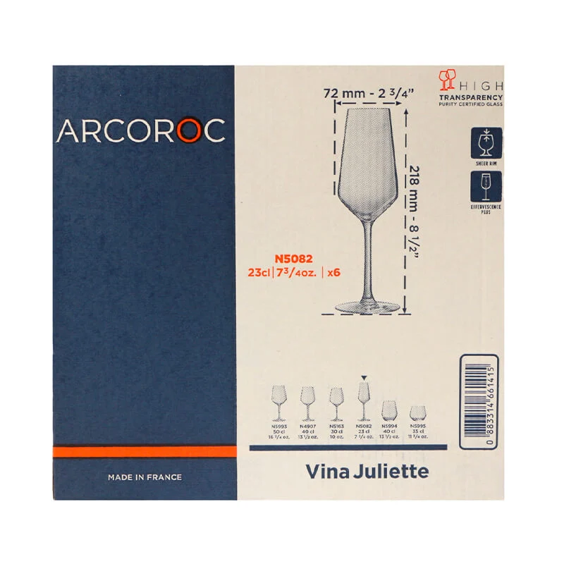23 cl - Juliette Calice Flute in Vetro - Set 6 Pezzi