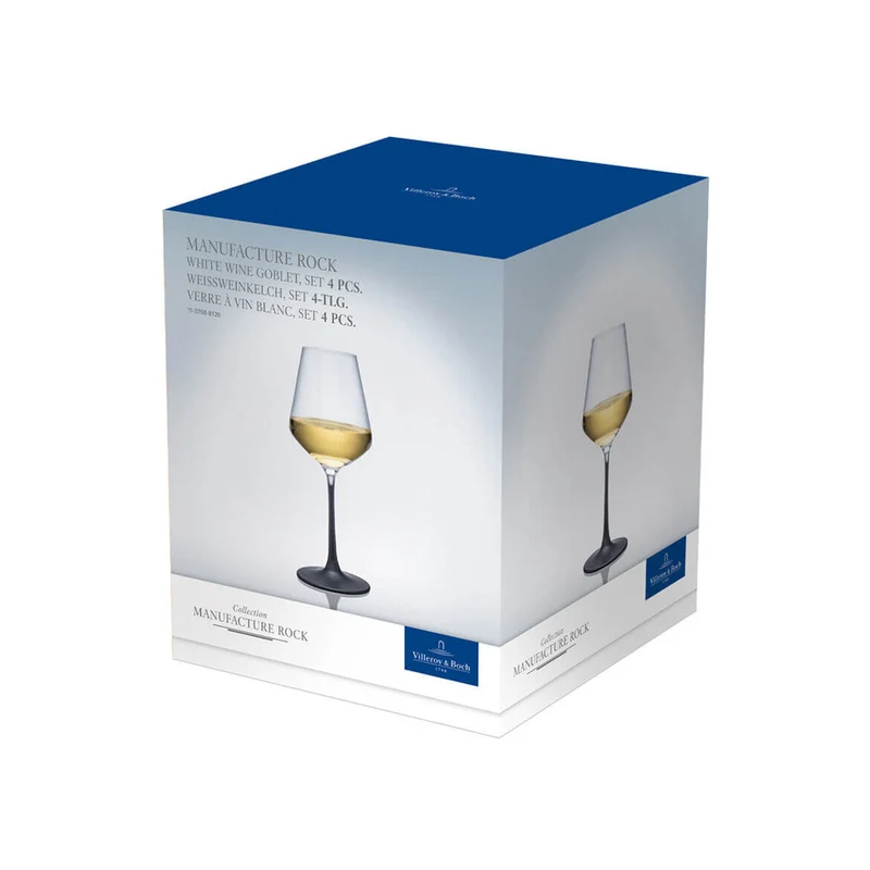 38 cl - Manufacture Rock Calice Vino Bianco in Vetro - Set 4 Pezzi