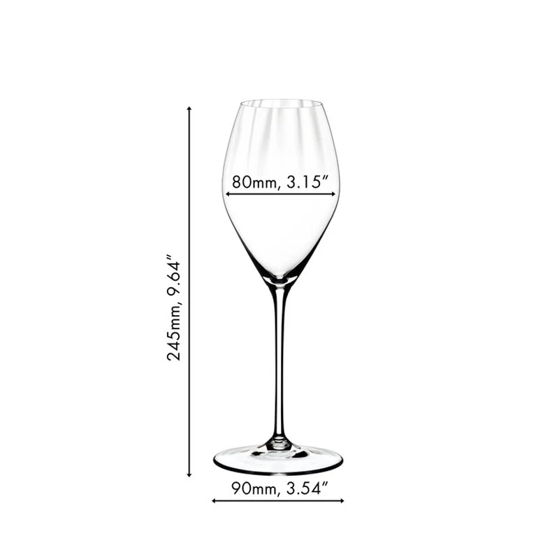 37.5 cl - Performance Calice Flute in Vetro - Set 4 Pezzi
