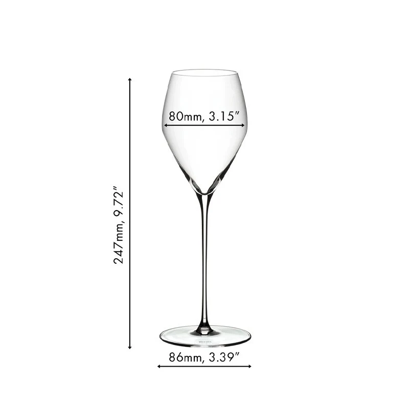 32.7 cl - Veloce Calice Flute in Vetro - Set 6 Pezzi