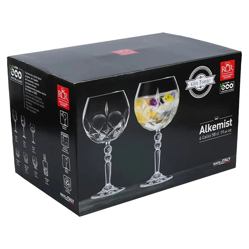 58 cl - Alkemist Calice Gin Tonic in Vetro - Set 6 Pezzi
