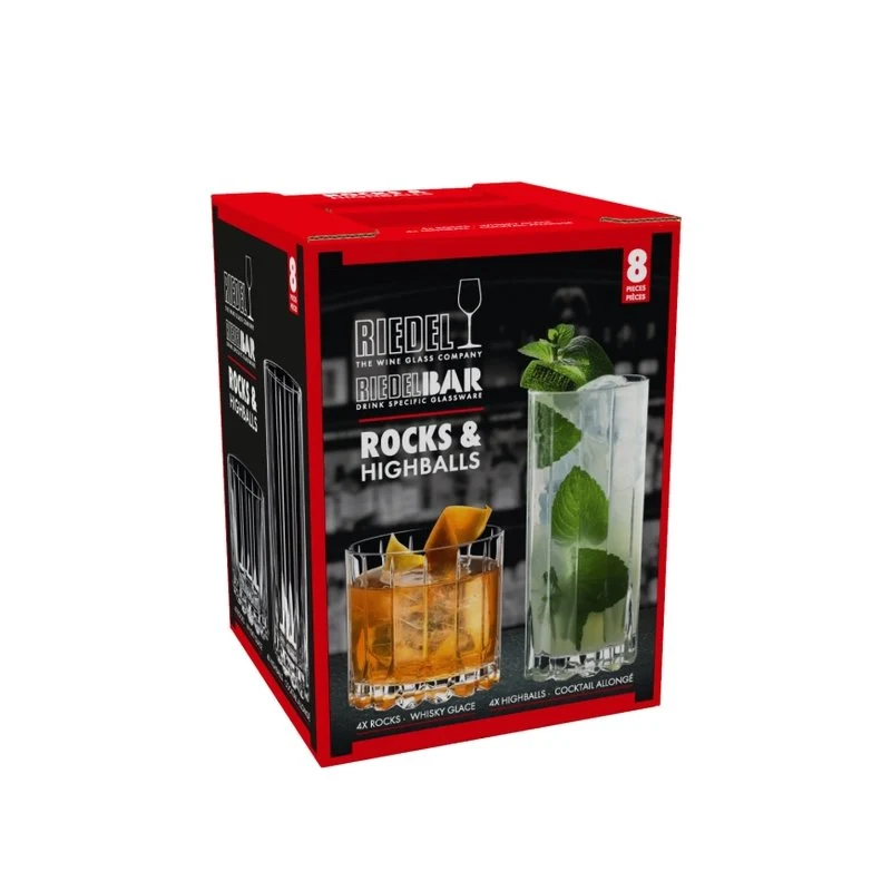 Rock & Highball Bicchiere Bibita in Vetro - Set 8 Pezzi