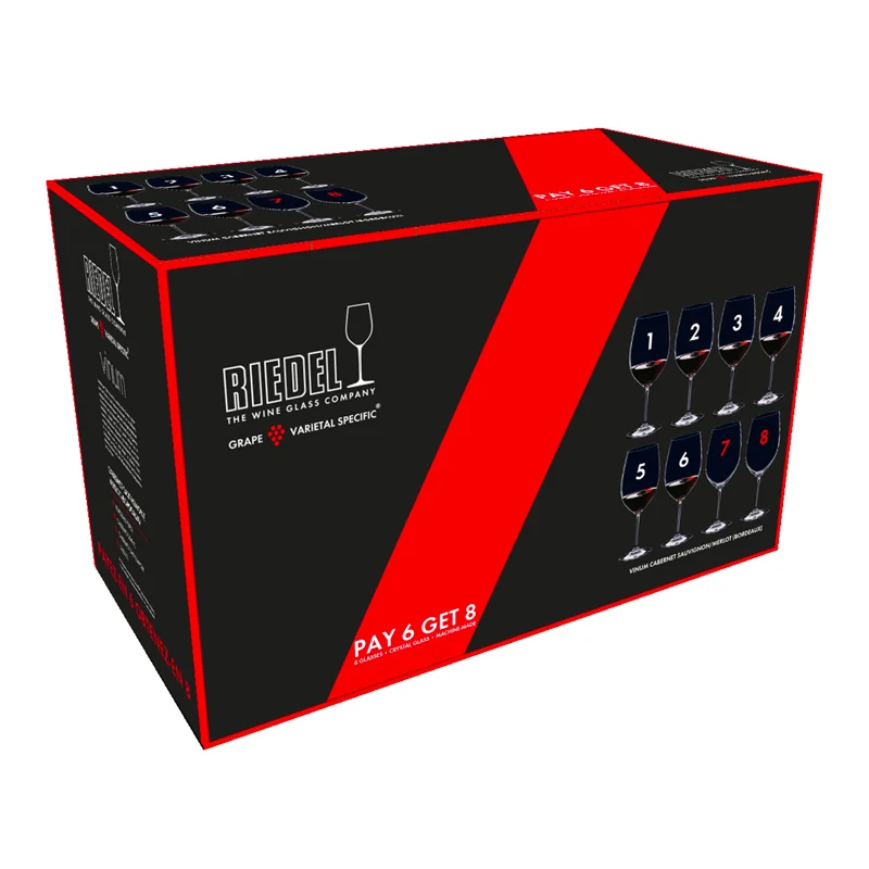 61 cl - Vinum Calice Vino Rosso Cabernet Merlot in Vetro - Set 8 Pezzi