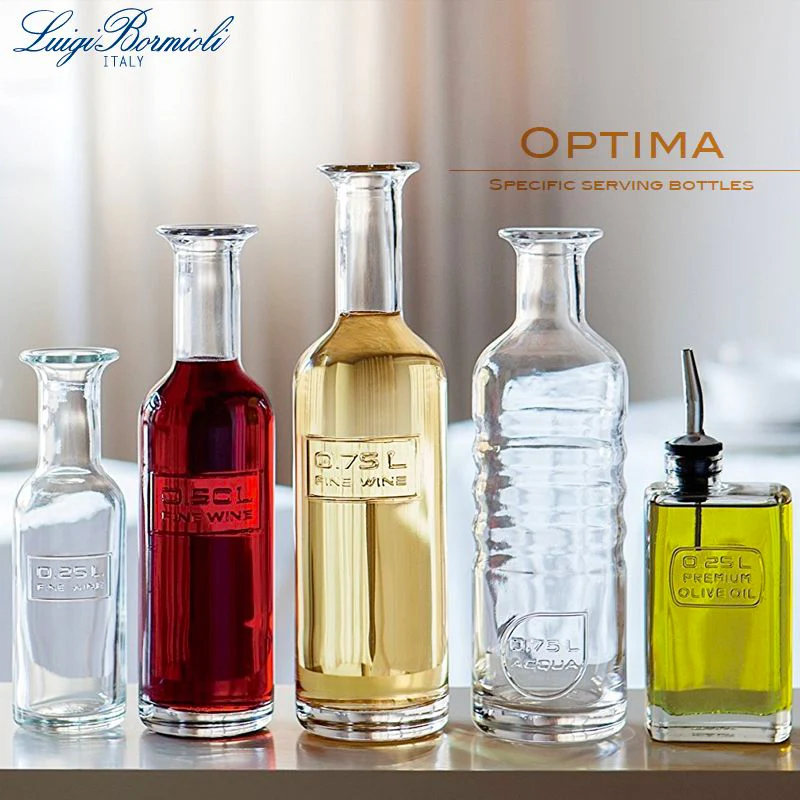 Optima Bottiglie Acqua Vino Olio e Aceto in Vetro - Set 4 Pezzi
