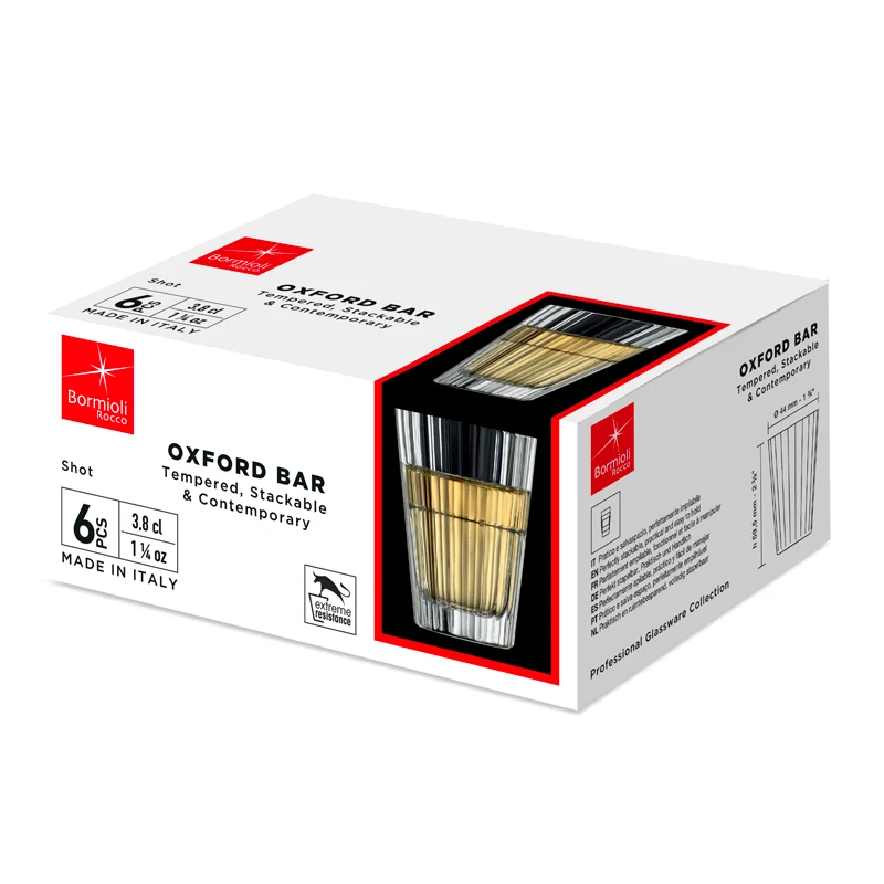 3.8 cl - Oxford Bicchiere Liquore in Vetro Temperato - Set 6 Pezzi