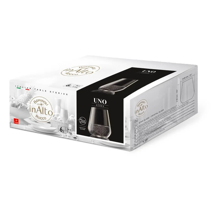 34 cl - InAlto Uno Bicchiere Acqua in Vetro - Set 6 Pezzi