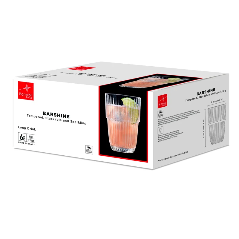 38 cl - Barshine Bicchiere Cocktail in Vetro Temperato - Set 6 Pezzi
