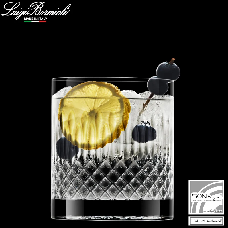 38 cl - Diamante Bicchiere Whisky in Vetro - Set 6 Pezzi