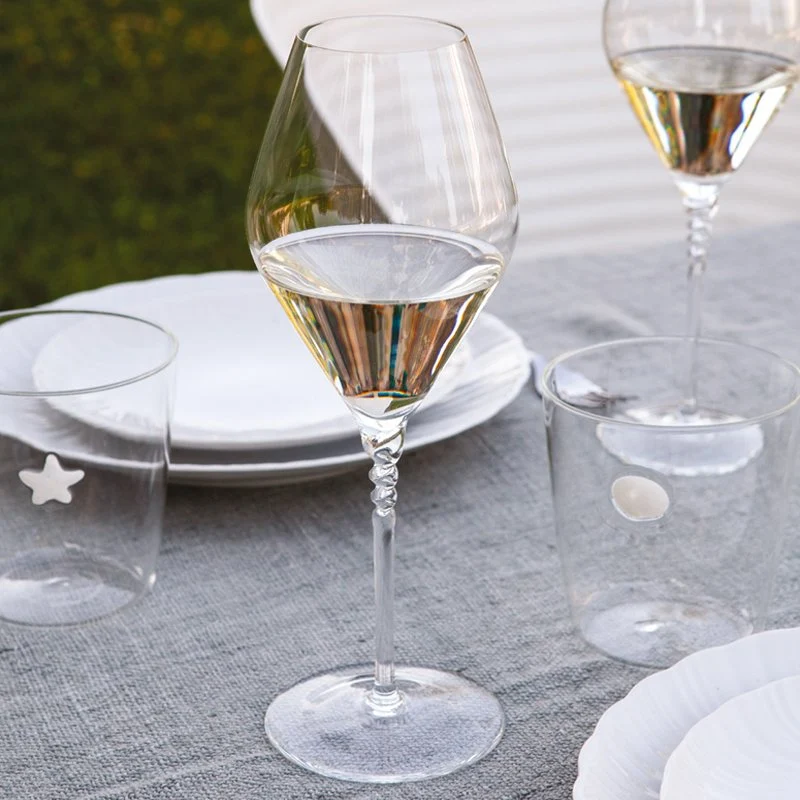 45 cl - Jcl Calice Flute Gambo a Spirale in Vetro - Set 2 Pezzi