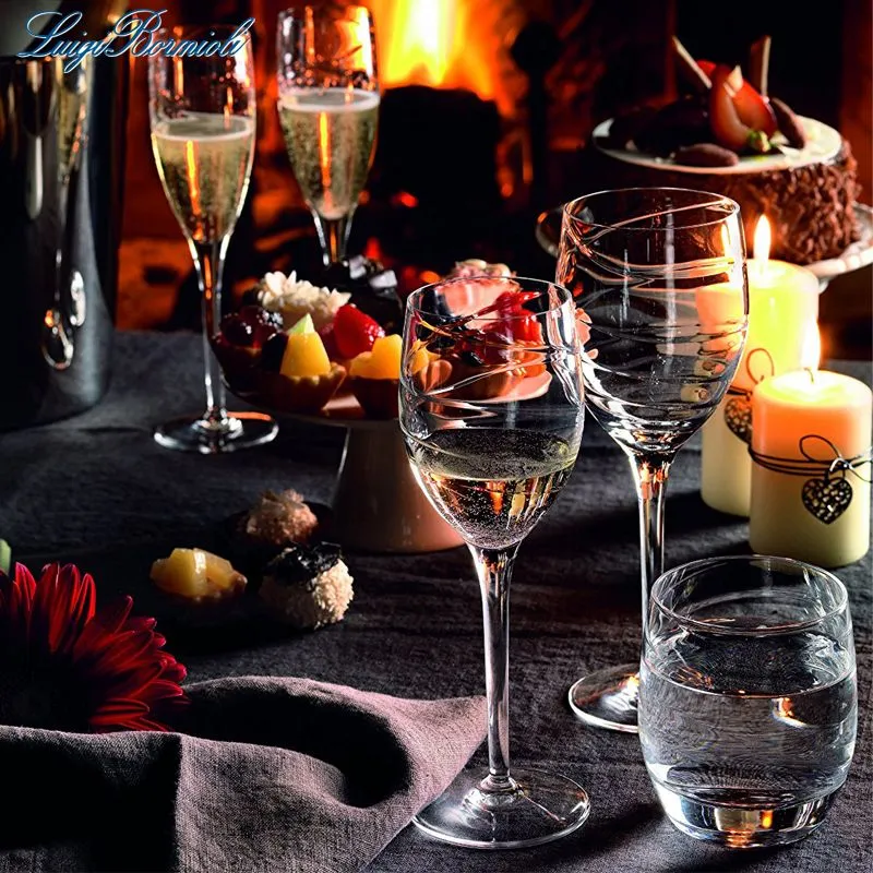 28 cl - Romantica Calice Vino Bianco in Vetro - Set 4 Pezzi