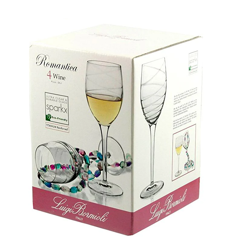 28 cl - Romantica Calice Vino Bianco in Vetro - Set 4 Pezzi