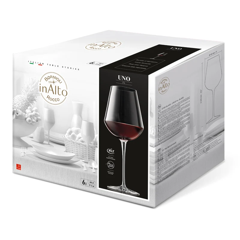 64 cl - InAlto Uno Calice Vino Rosso in Vetro - Set 6 Pezzi