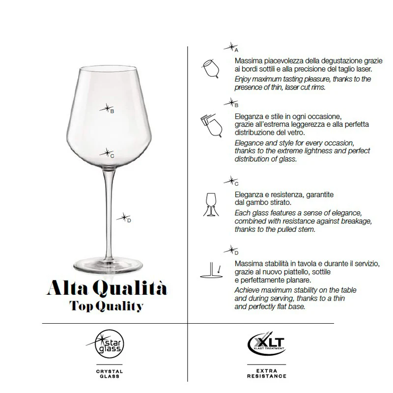 15 cl - InAlto Tre Sensi Calice Flute in Vetro - Set 6 Pezzi