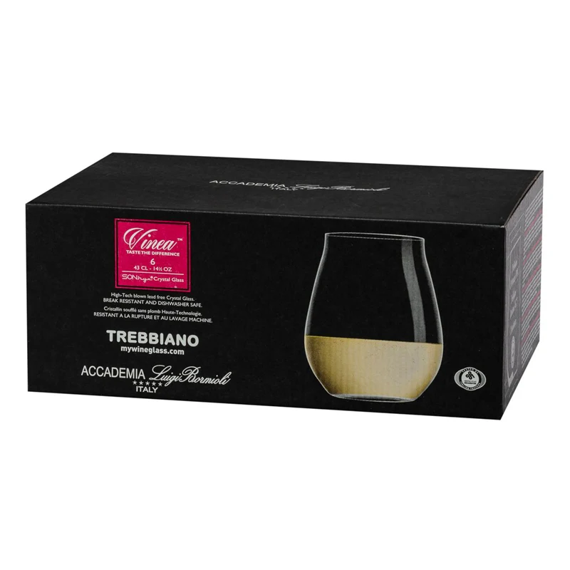 43 cl - Vinea Bicchiere Vino Bianco Trebbiano in Vetro - Set 6 Pezzi