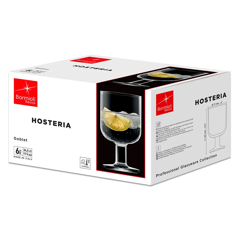 34.5 cl - Hosteria Calice Vino Rosso in Vetro Temperato - Set 6 Pezzi