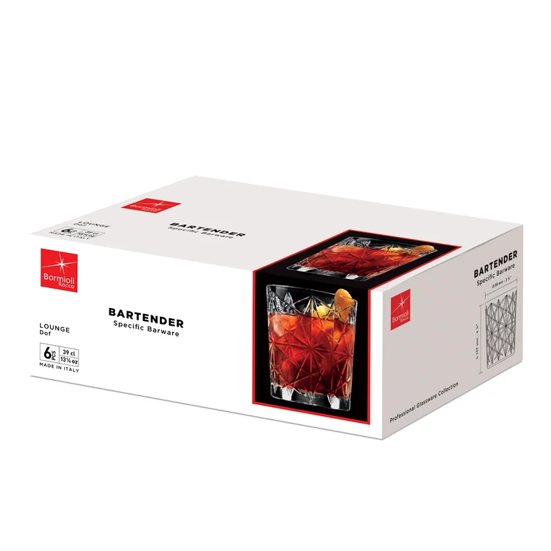 39 cl - Lounge Bicchiere Acqua in Vetro - Set 6 Pezzi