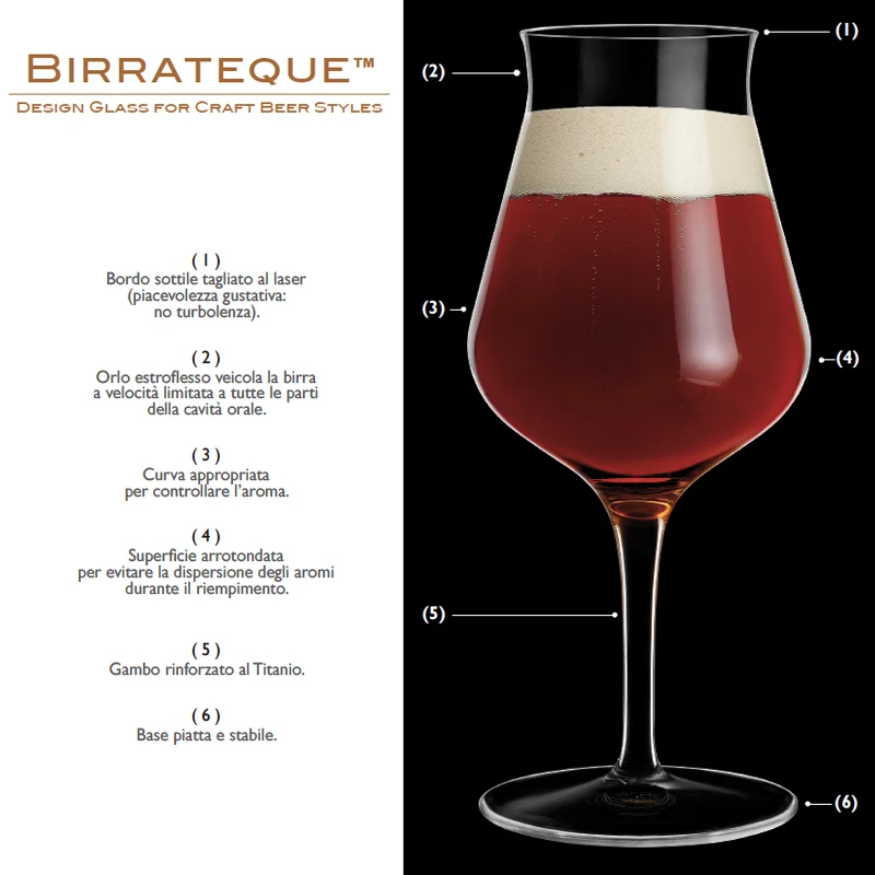 42 cl - Birrateque Beer Tester Calice Birra in Vetro - Set 6 Pezzi